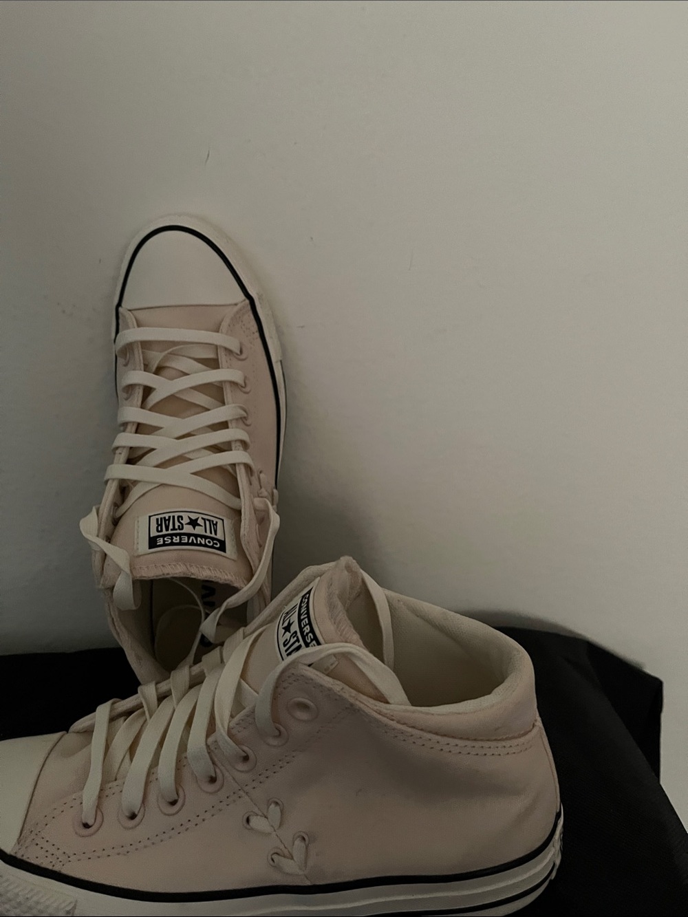 Converse Women’s High Top Sneakers in Cream with Black Trim